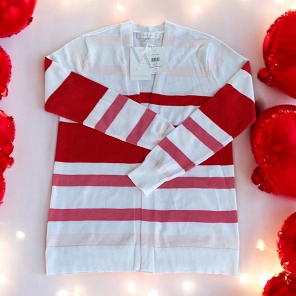 Striped Cardigan Sweater - Red and Pink NWT Small - Picture 4 of 8